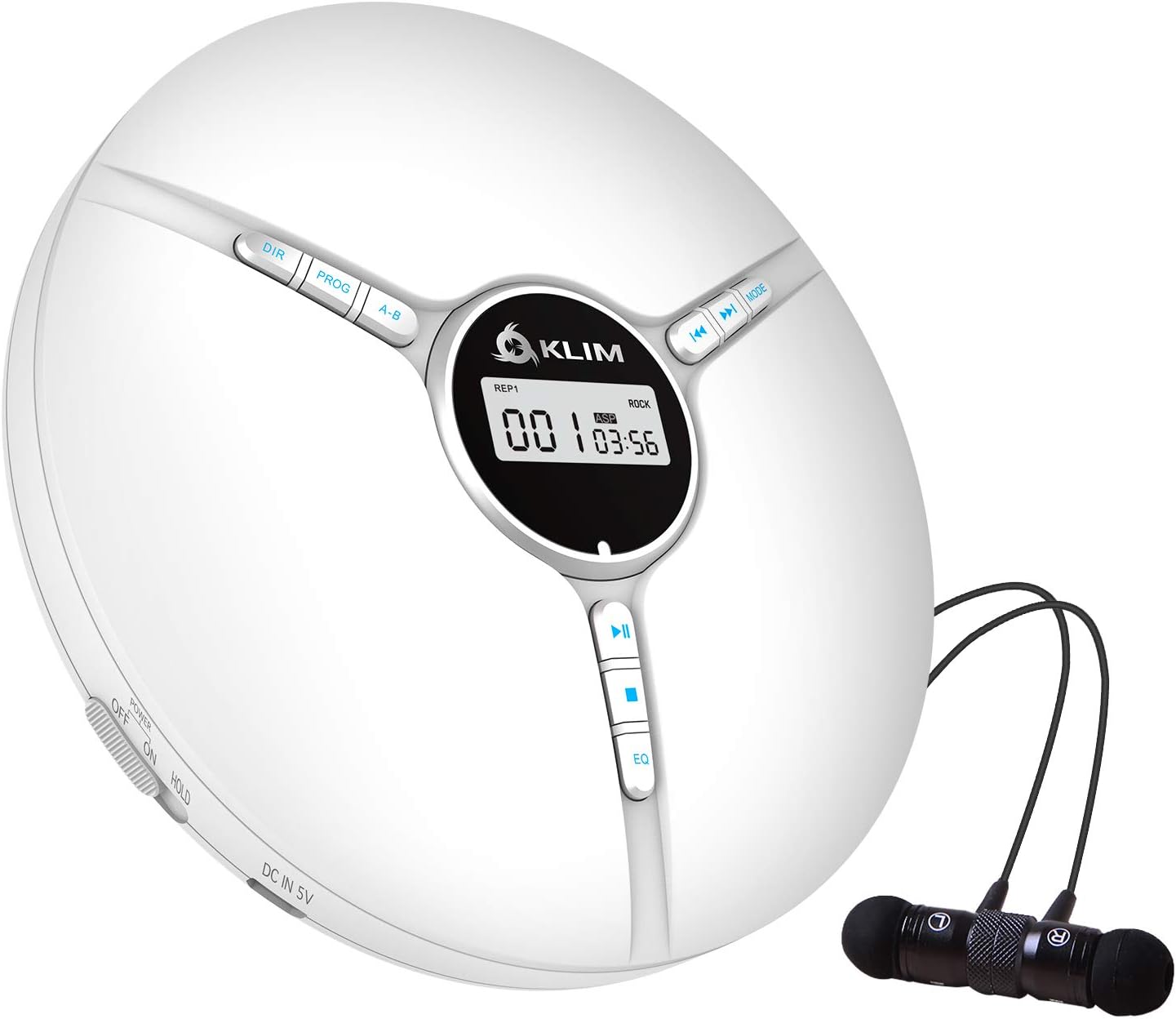 Portable CD Player with Built-in Battery, Earphones, White V265