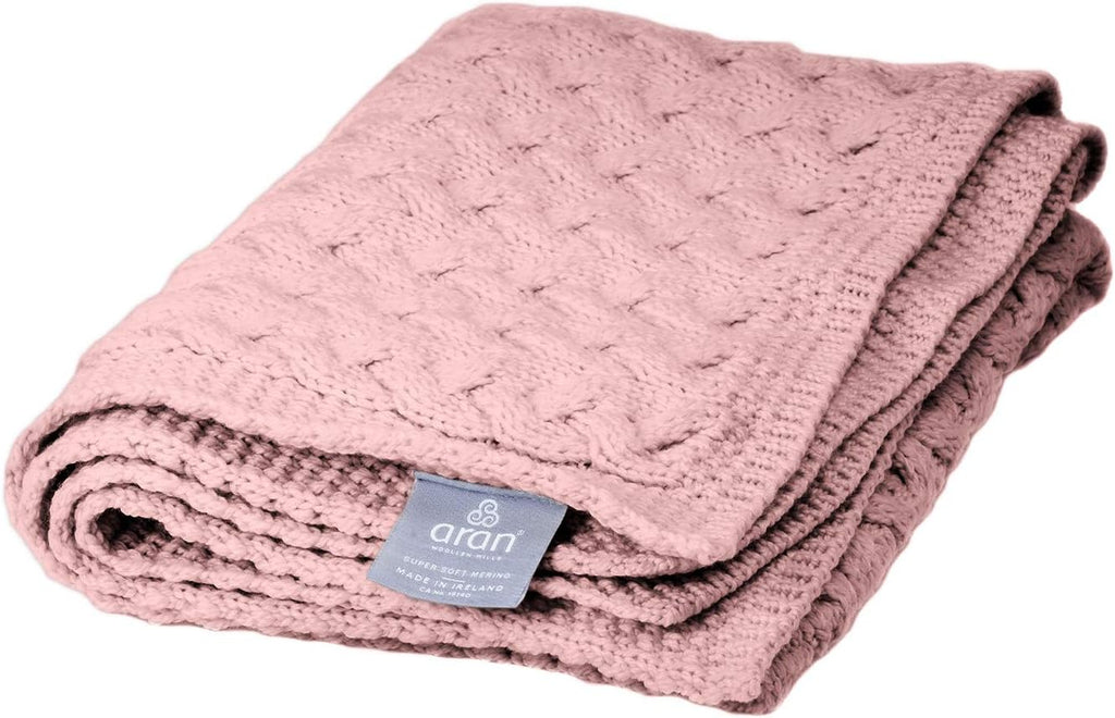 Oatmeal Merino Cable Knit Baby Blanket Throw R3394