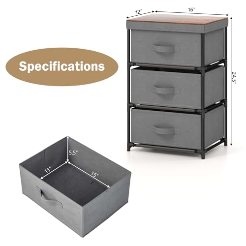 Black Fabric Dresser Set of 2 with 2 Drawers P542