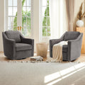 Grey Upholstered Fabric Swivel Accent Chair Set of 2 with Lumbar Pillow V104