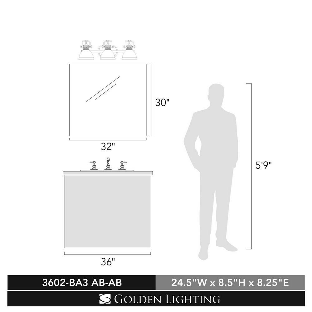 Matte Black 3 Light Bath Vanity P76790