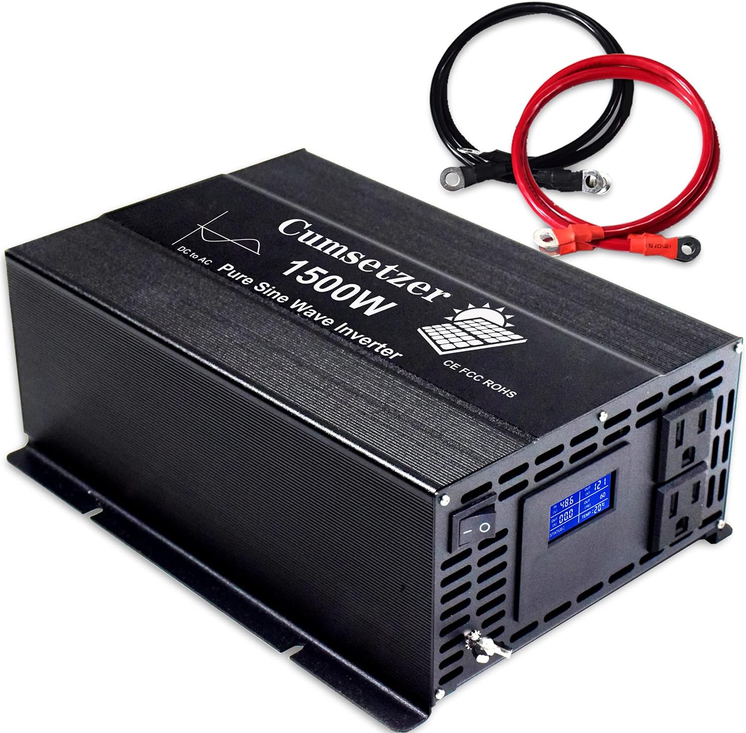 3000 Watt Pure Sine Wave Inverter 12V to 110V 120 Volt with Dual US Outlet and LCD Display M3315