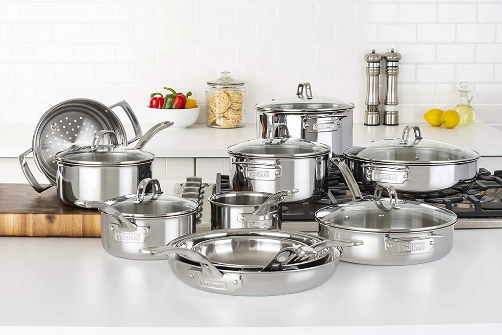 17pc Stainless Steel Cookware Set with Glass Lids E1200
