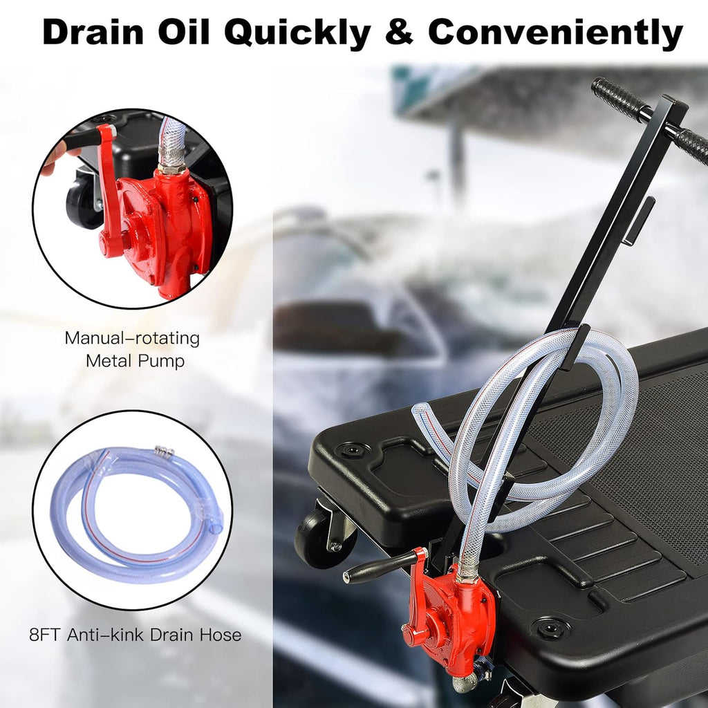 Black 17 Gallon Low Profile Oil Drain Pan with Pump Q4905