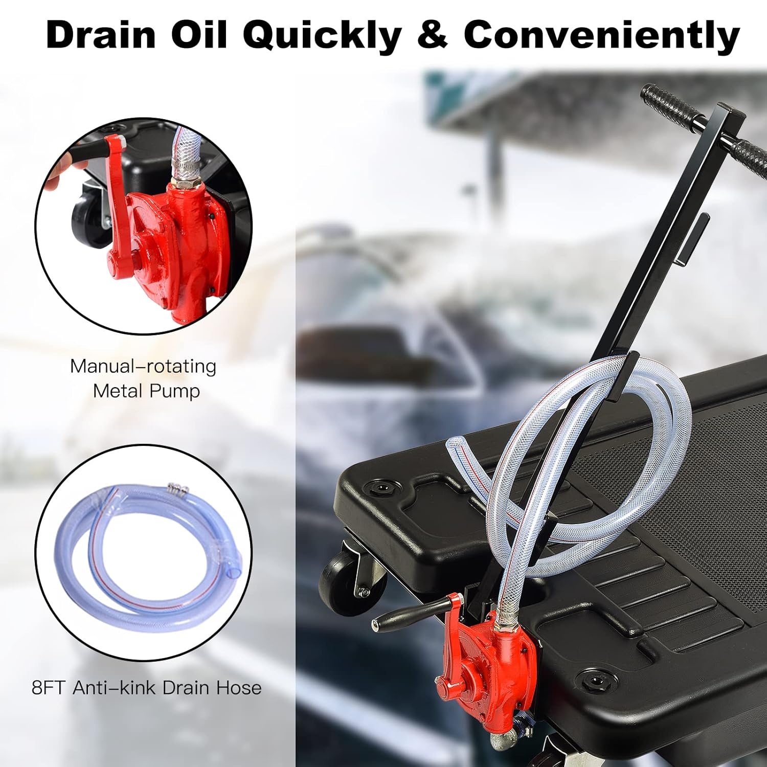 Black 17 Gallon Low Profile Oil Drain Pan with Pump Q4905