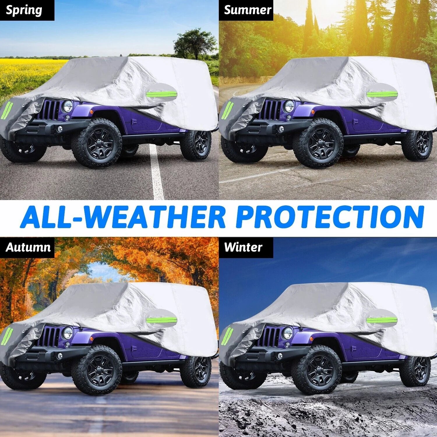 Silver Waterproof Full Car Cover for Jeep Wrangler 2 Door Z94656