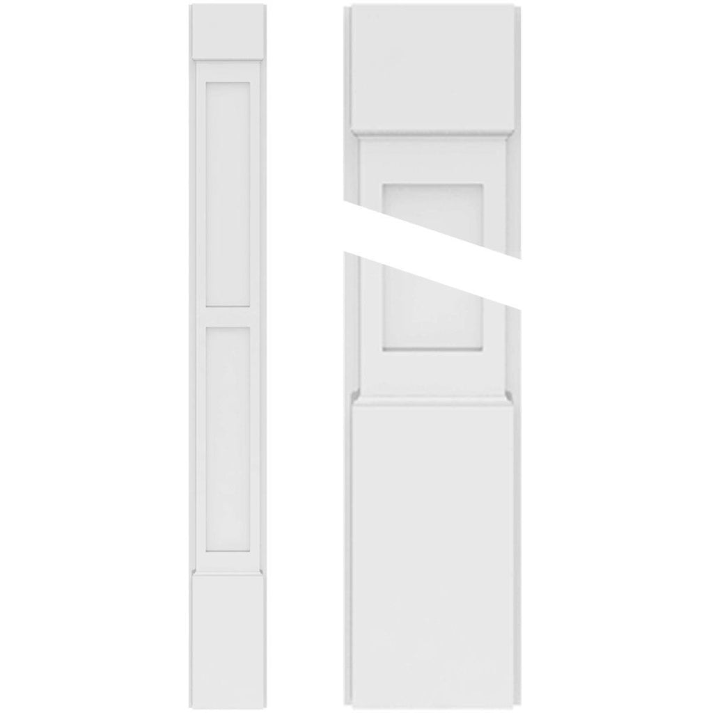 8x22W x 60x22H x 2x22P Two Equal Flat Panel PVC Pilaster with Standard Capital and Base (Pair) O43927