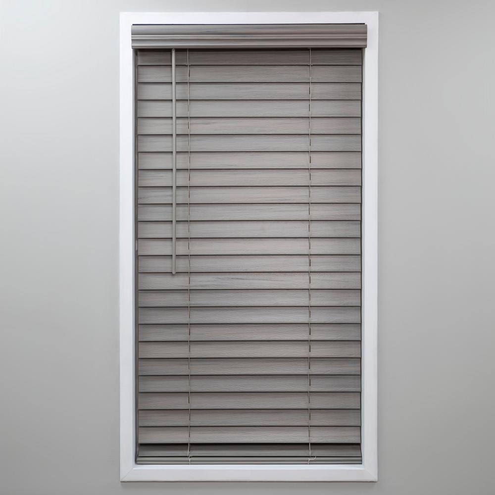 Cut-to-Width Cordless Room Darkening PVC Faux Wood Blind 42.5 in. W x 64 in. T2327