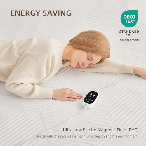 Twin XL Waterproof Heated Mattress Pad, White, 39" x 80" x 17.3" Deep Pocket X164966