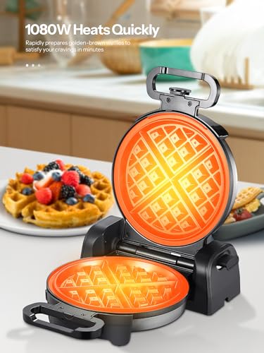 Double Belgian Waffle Maker 180°Flip Nonstick Stainless Steel M3891