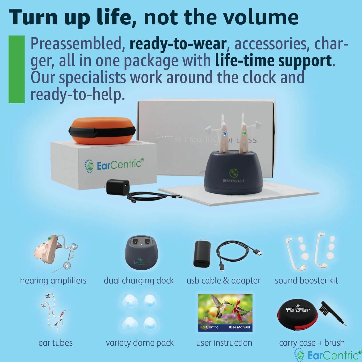 Rechargeable Behind-the-Ear Beige kit (2pc) Q7826