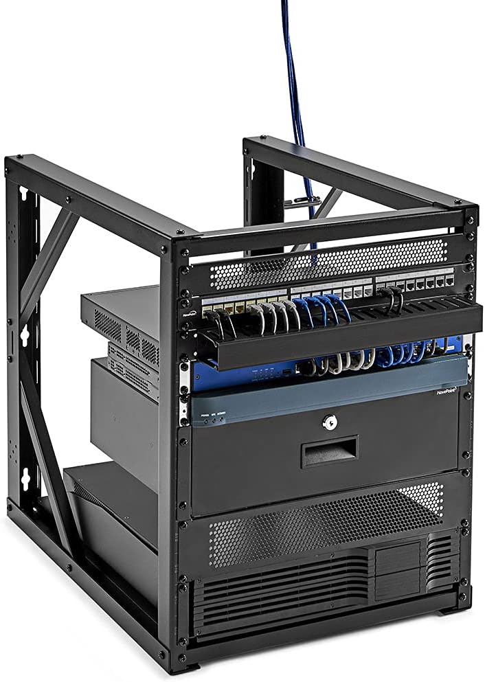 Black 15U Wall-Mount Open Frame Network Equipment Rack J394