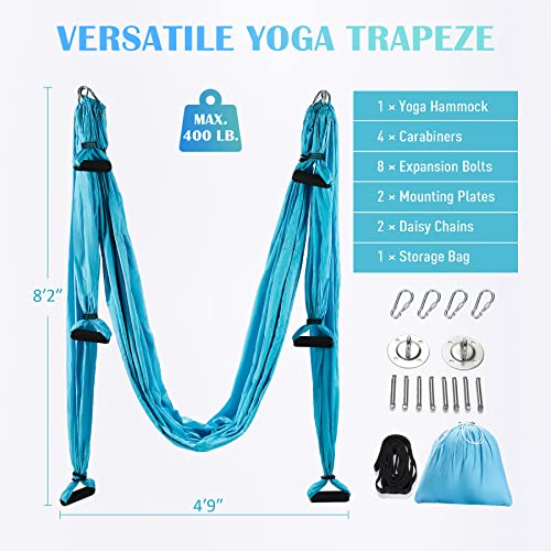 Aerial Yoga Swing Hammock Kit with 2 Extensions Straps and Ceiling Mounting Kit Y219