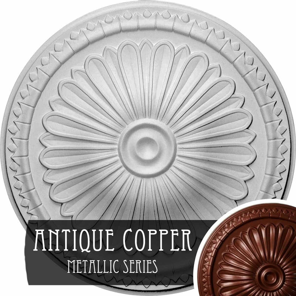 15x22OD x 1 3/4x22P Hand-Painted Antique Copper Ceiling Medallion I65358