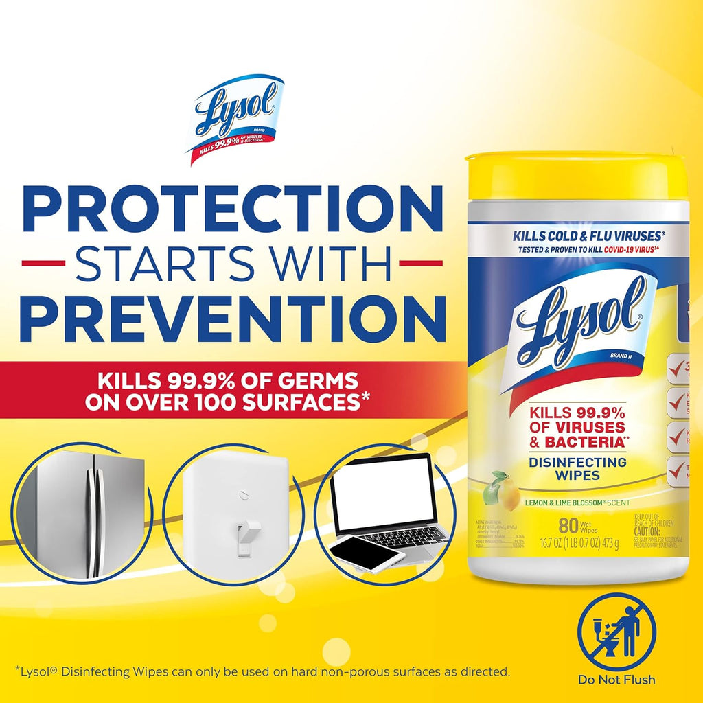 Lysol Disinfectant Wipes, Lemon and Lime Blossom, 80 Count H335