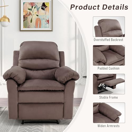 Breathable Fabric Cloth Single Recliner Chair with Padded Backrest and Armrests K281