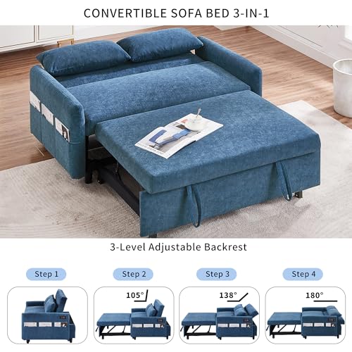 Gray Velvet Convertible Sleeper Sofa Bed W290