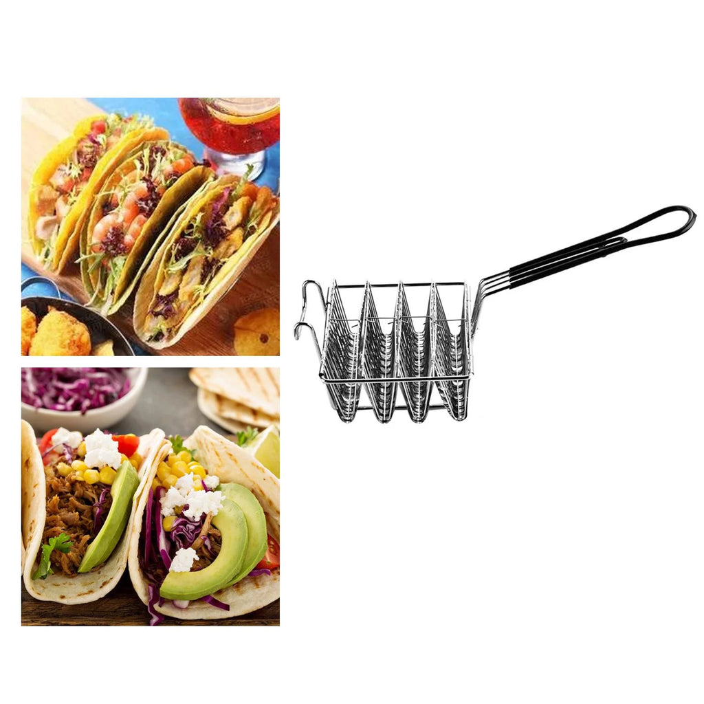 Stainless Steel Taco Fryer 4 Shells Deep Fryer Basket U308