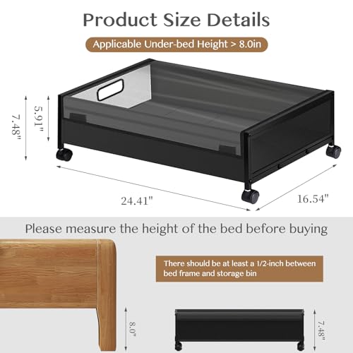 2 Pack Under Bed Storage Containers with Wheels and Lid B168778