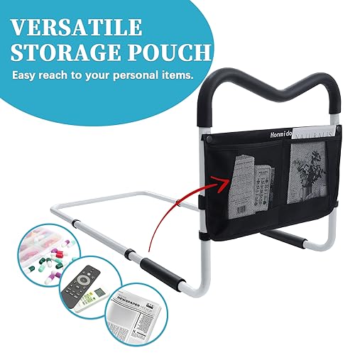 White Adjustable Bed Rail with Storage Pocket C534828