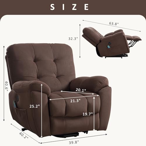 Power Lift Electric Recliner Chair with USB Charge Port and 2 Cup Holders U9157