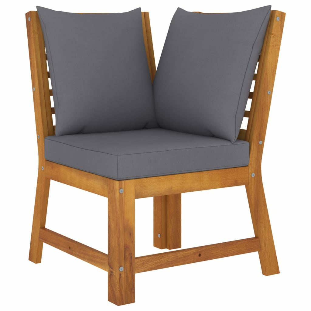 6 Piece Patio Lounge Set with Cushions Acacia Wood Outdoor Sectional Set E686