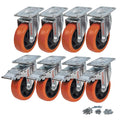4 inch Swivel Plate PVC Caster Wheels, Heavy Duty Locking Casters (Pack of 8, 4 with Brake & 4 Without) F42379