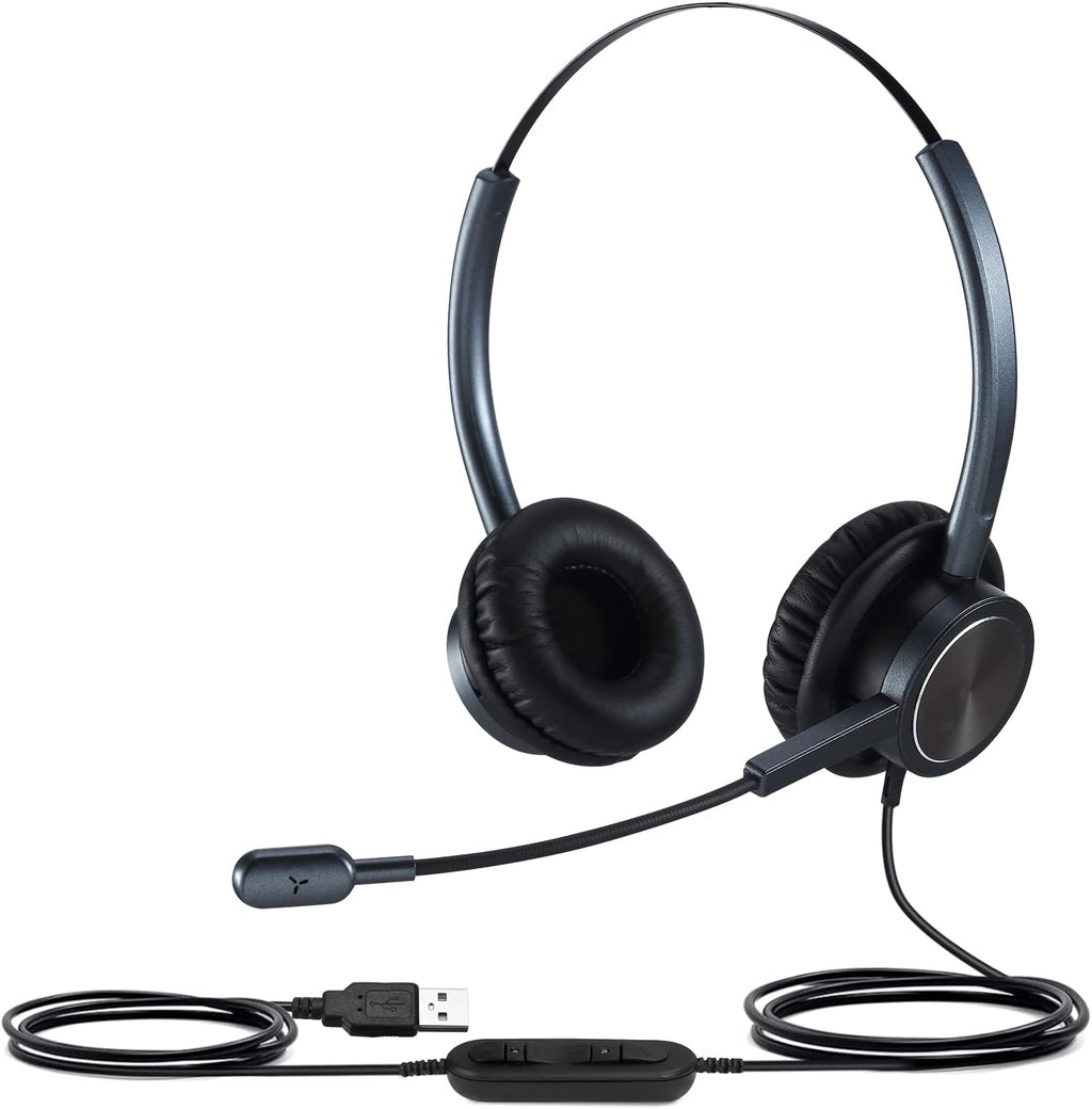 Pack of 2 USB PC Headset with Noise Cancelling Microphone F27682