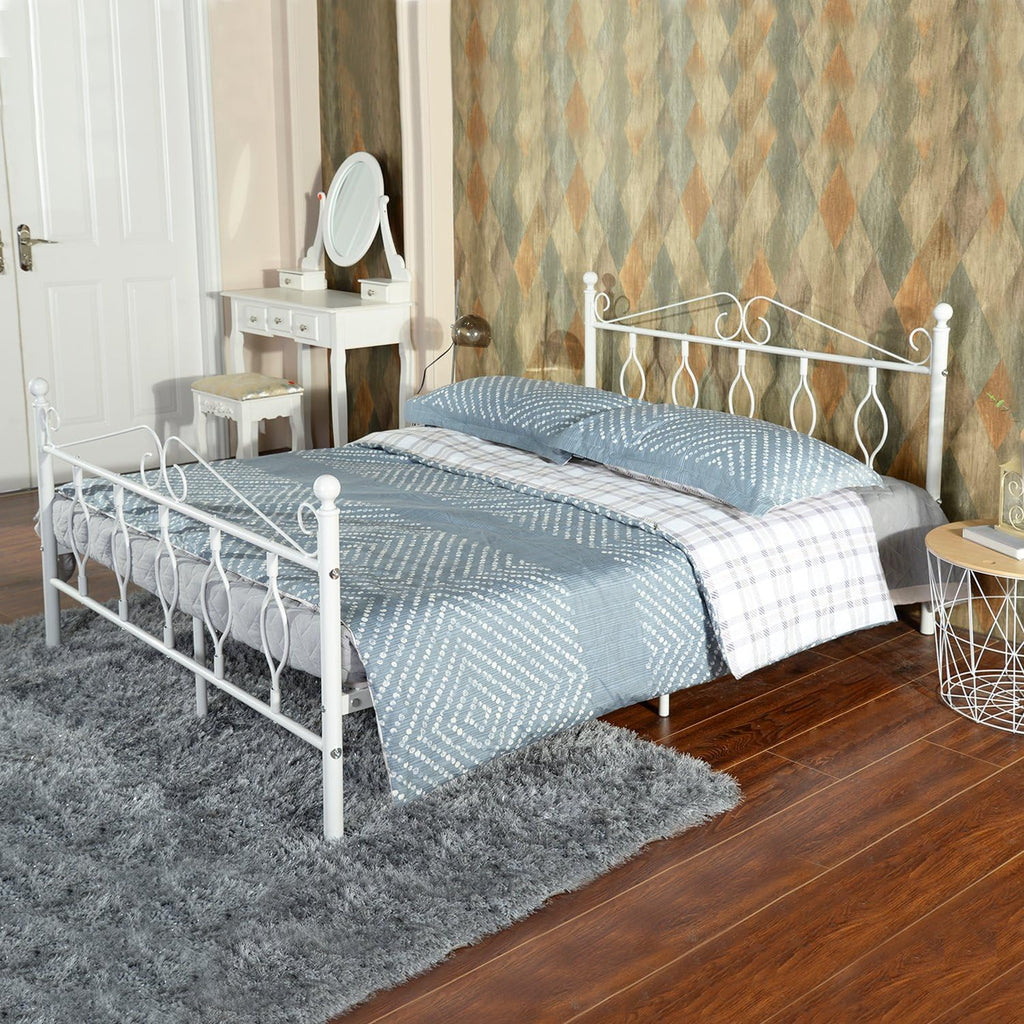 Black Twin Metal Bed Frame with Headboard and Footboard R372900
