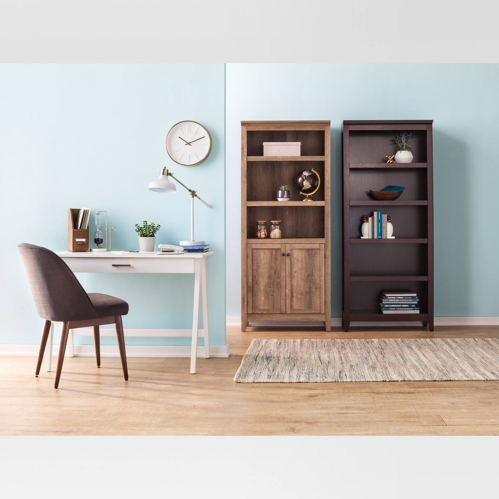 Rustic 5-Shelf Bookcase with Storage I659