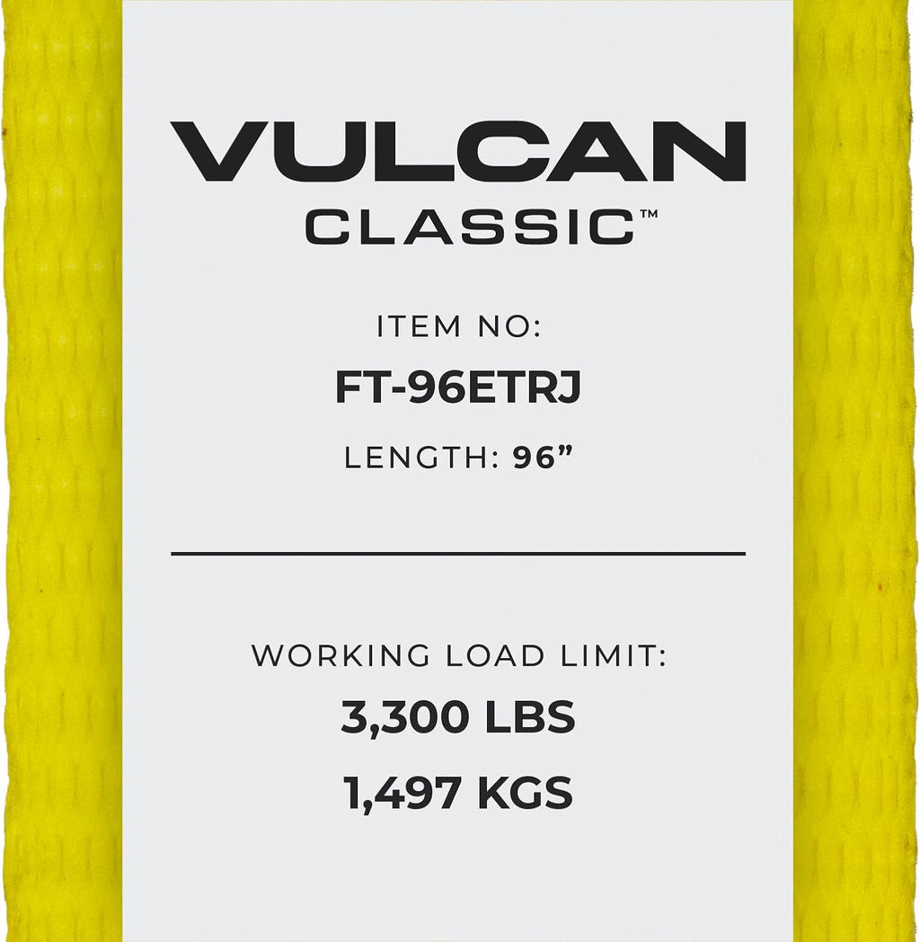 Yellow 96 Inch 2 Pack Car Tie Down with Universal Frame Hook Cluster for E Track B84190