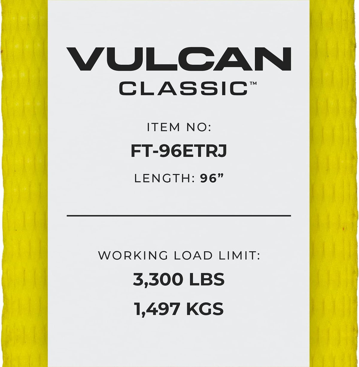 Yellow 96 Inch 2 Pack Car Tie Down with Universal Frame Hook Cluster for E Track B84190