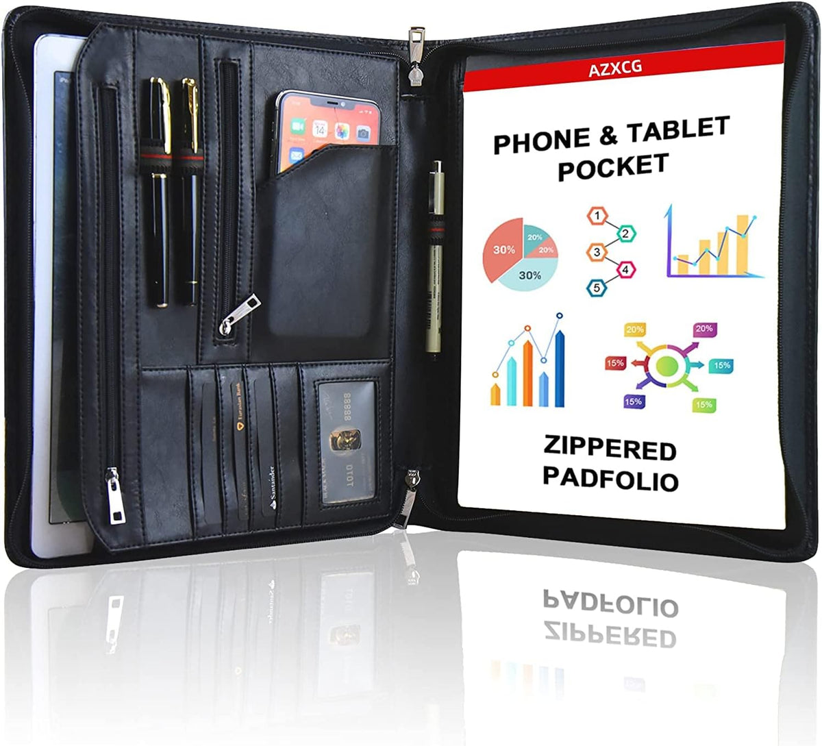 Faux Leather Portfolio Folder with YKK Zipper R308