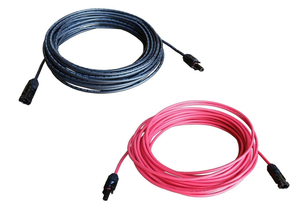 10-Gauge 70 ft. Black + 70 ft. Red Solar Panel Extension Cable Wire PV Connector G9335