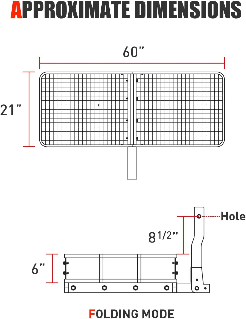 Hitch Mount Folding Cargo Carrier with Cargo Net, 500 LB Max Capacity B204
