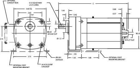 AC Gearmotor, 95 RPM, 115V U326210