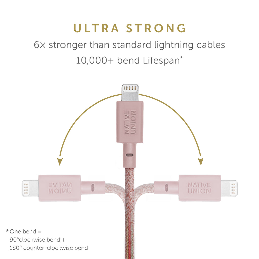 10ft Reinforced Lightning to USB Charging Cable with Leather Strap M222