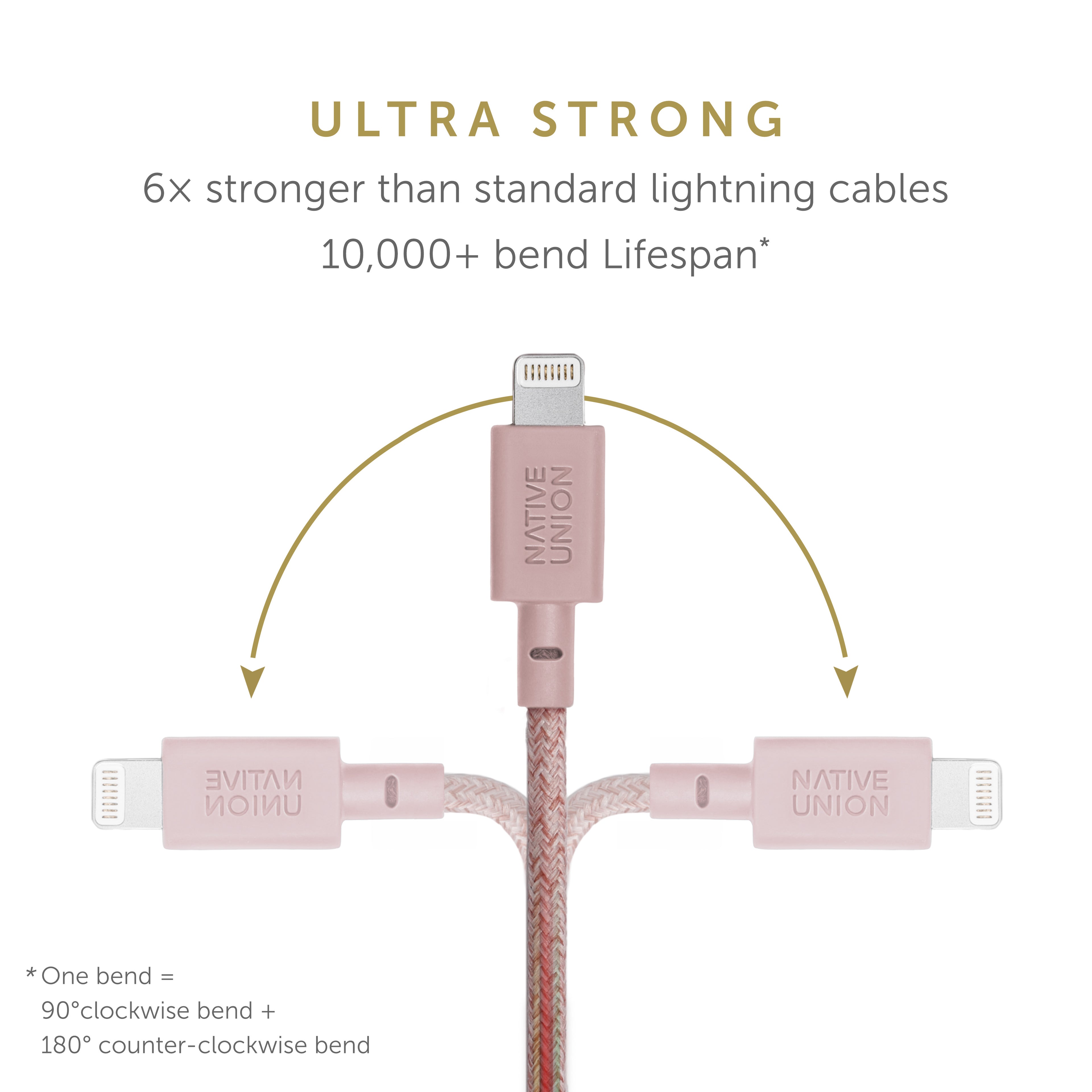 10ft Reinforced Lightning to USB Charging Cable with Leather Strap M222