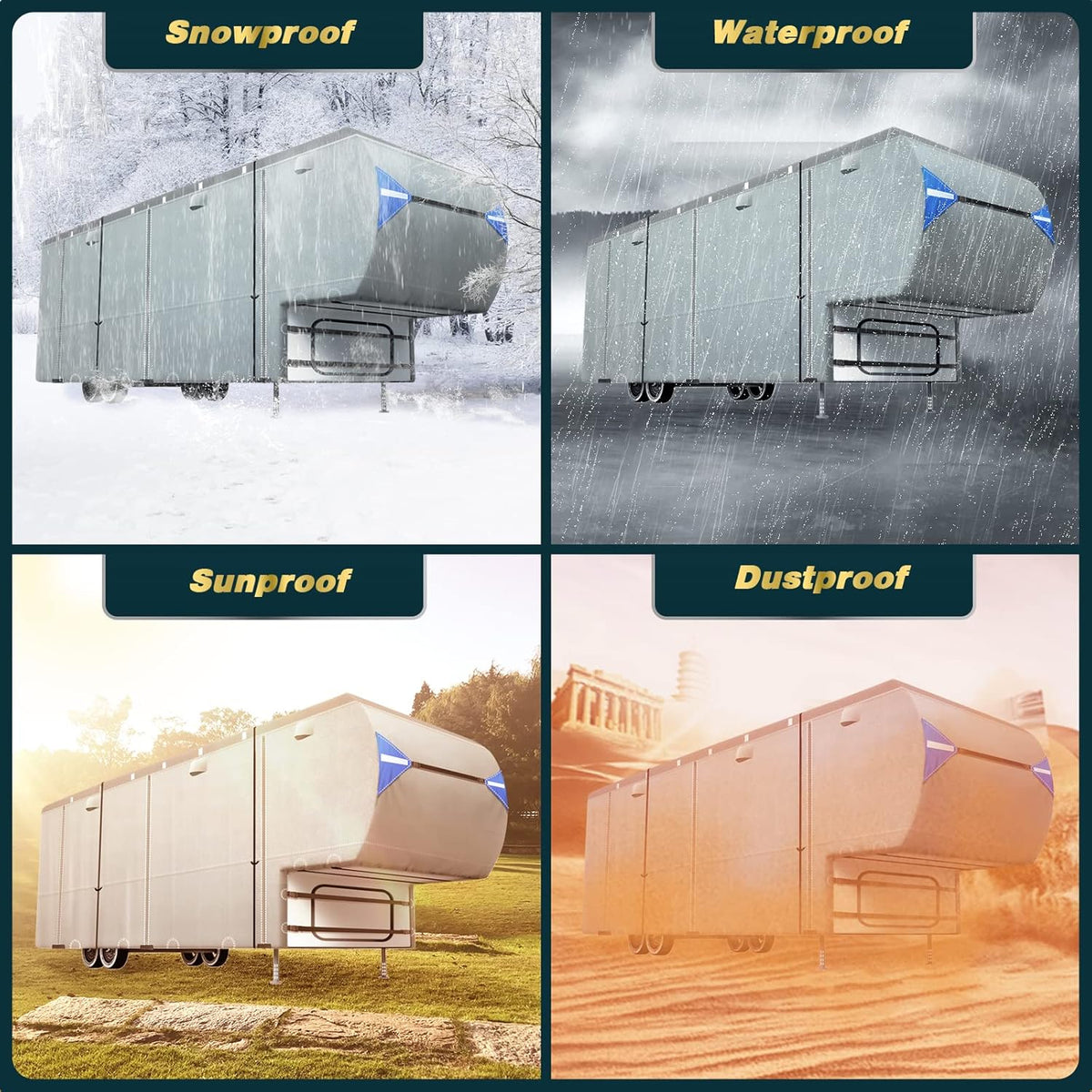 5th Wheel RV Cover with 4 Tire Covers O617