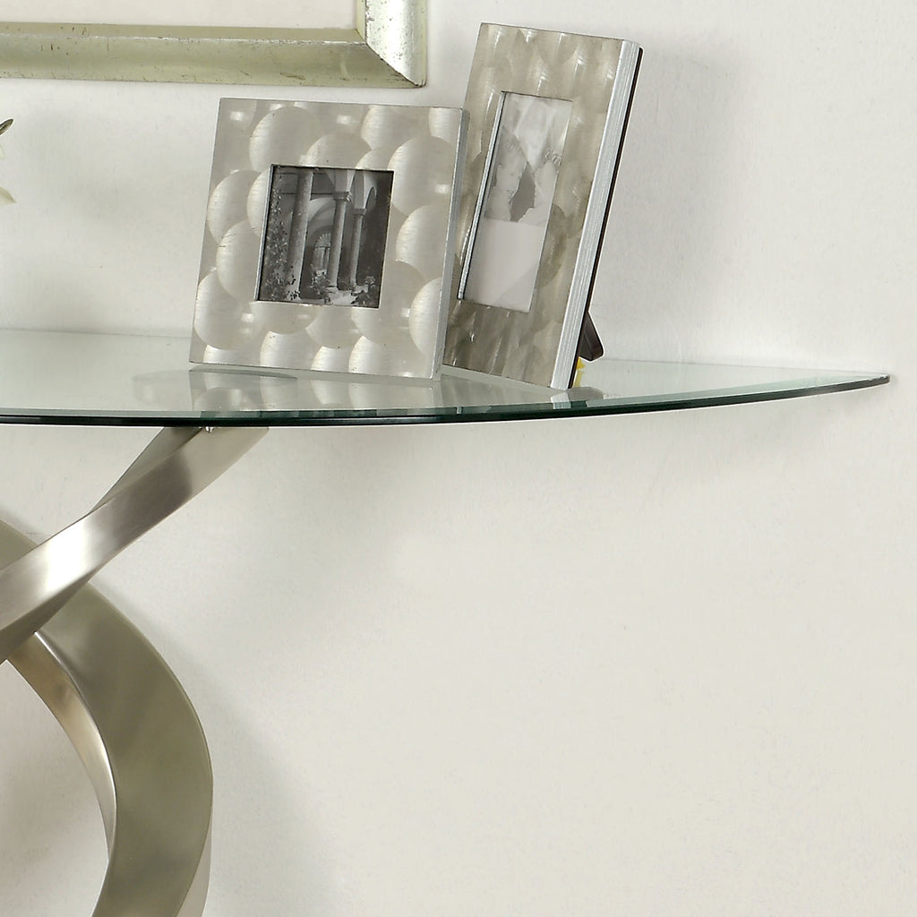 Silver Glass Top Half-moon Sofa Table X20634