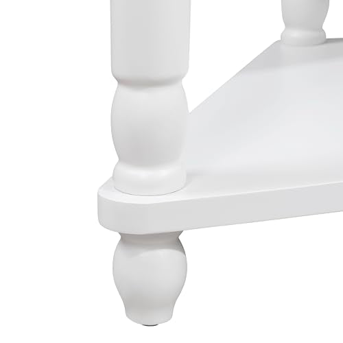 Triangle Side Table with Drawer and Storage Shelves (Milk White) S6147