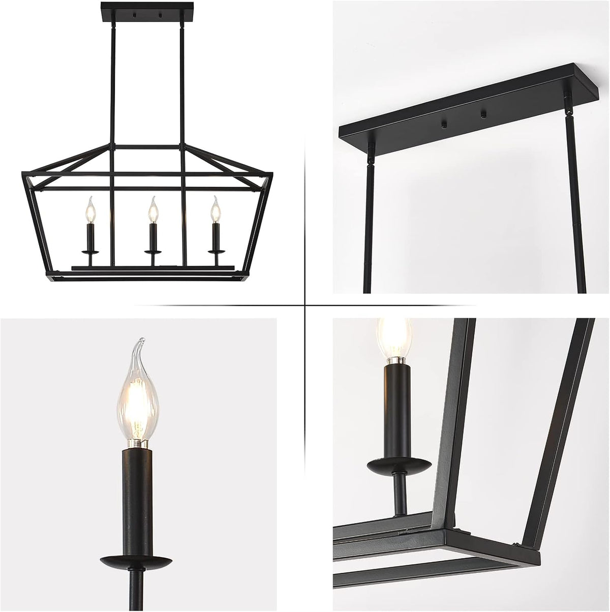3-Light Black Farmhouse Chandelier Y339