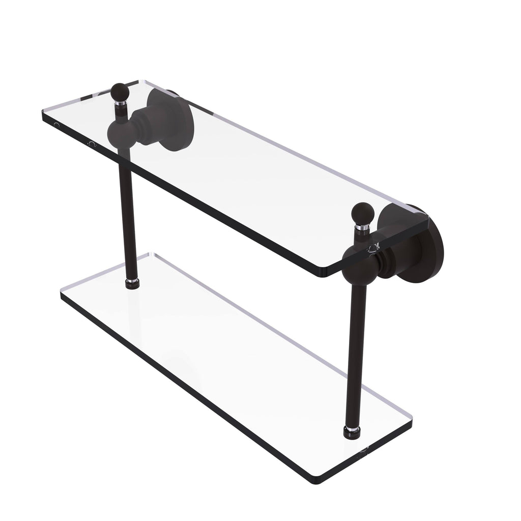 16 inch Two Tiered Glass Shelf Oil Rubbed Bronze T967926