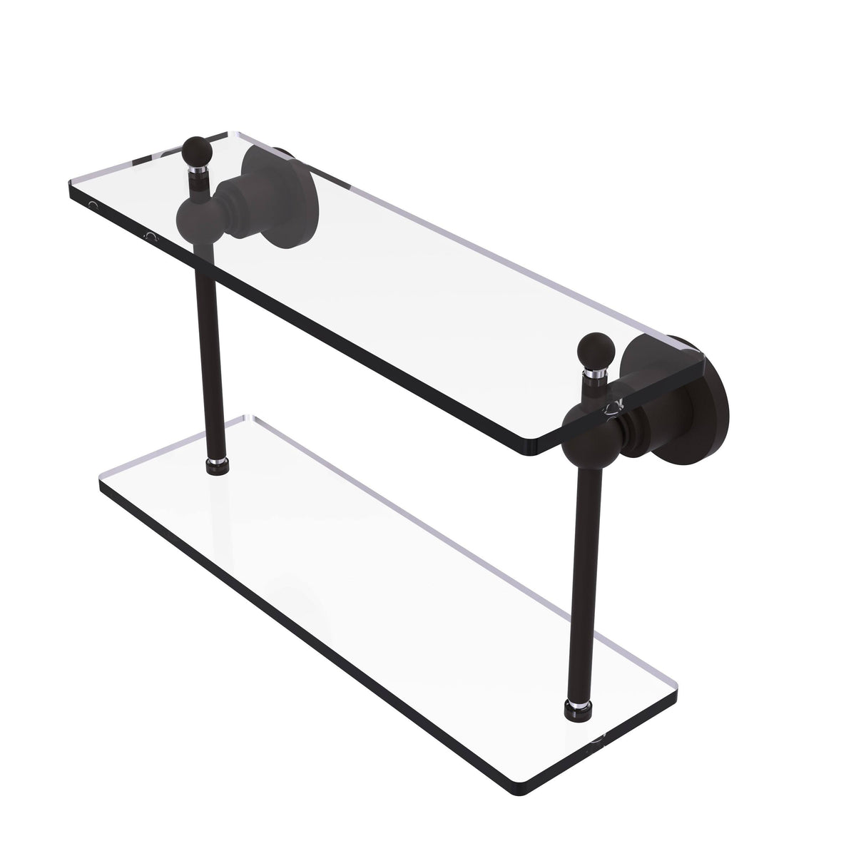 16 inch Two Tiered Glass Shelf Oil Rubbed Bronze T967926