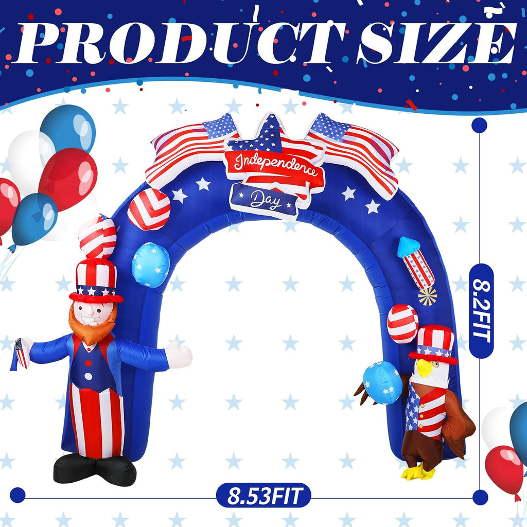 8Ft Inflatable Arch American Flag Patriotic Outdoor Decor R9411