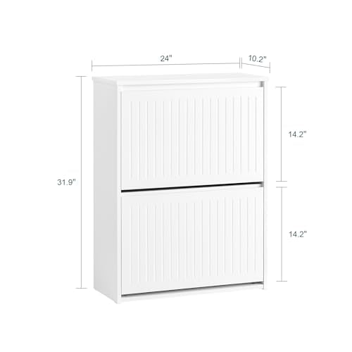 White Shoe Storage Cabinet with 2 Flip-Drawers B3310
