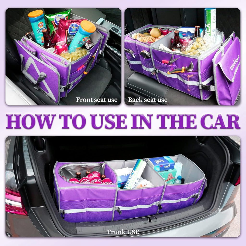 Purple Waterproof Trunk Organizer with Cooler, Pack of 2 A9645