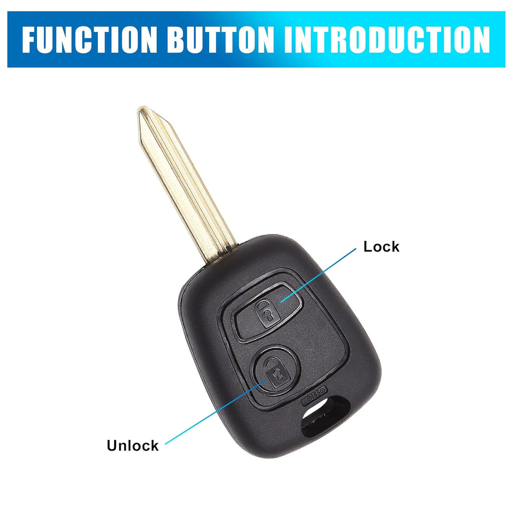 65pcs 2 Buttons Uncut Insert Key Fob Case Remote Control Shell for Citroen for Peugeot 106 206 306 107 207 307 Pack of 2 M945671