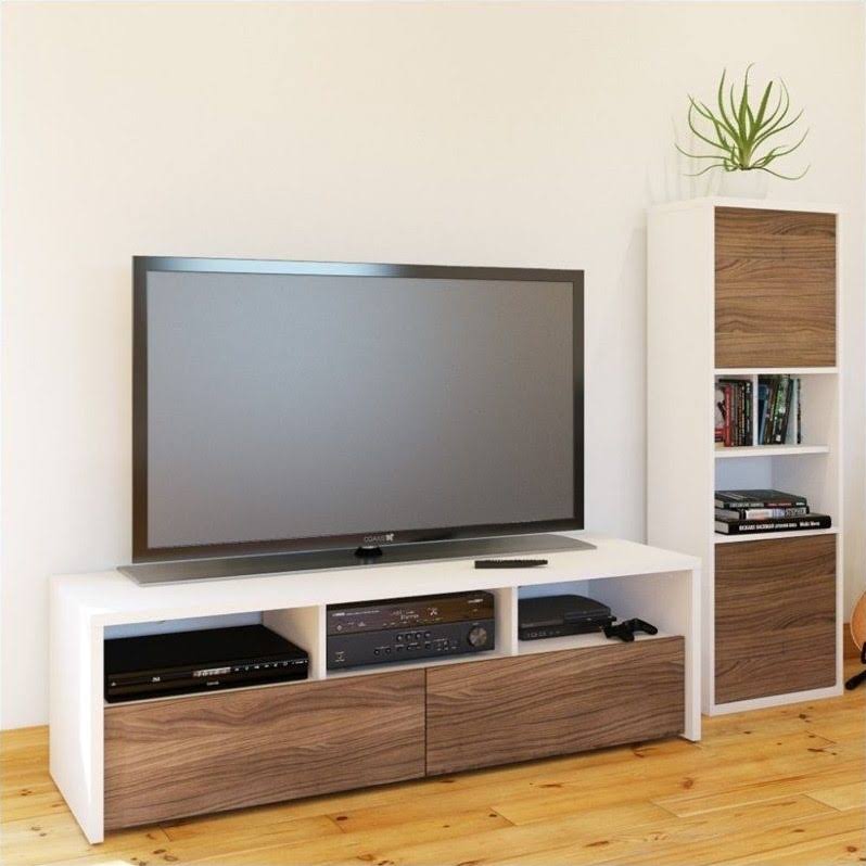 White and Walnut 2-Door Bookcase Y52287