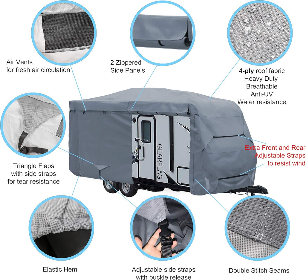 Travel Trailer Camper Cover 4 Layers fits 28' - 32' Water-Resistance Heavy Duty A8473